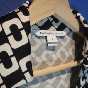 Wrap Dress - Black and White Link Pattern | DVF Julian Silk Jersey Wrap Dress